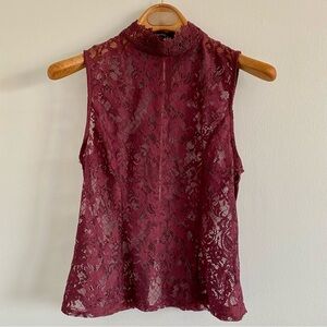 Privy Burgundy Crochet Lace Sleeveless Top Size Medium